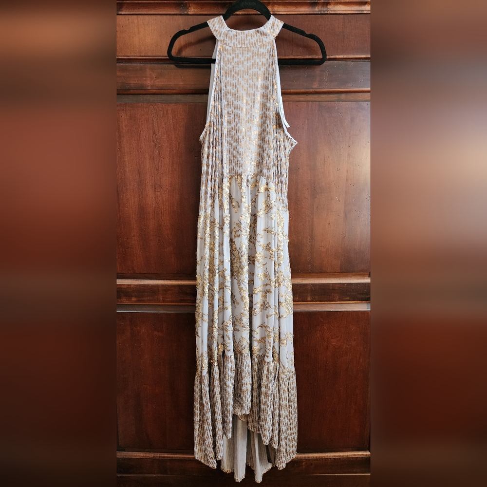 Cupio Heather Grey With Gold Sequins Maxi Dress. NWT. - Picture 3 of 12